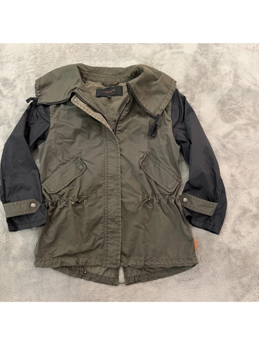 Coach Green Colorblock Jacket Womens XS Full Zip Anorak